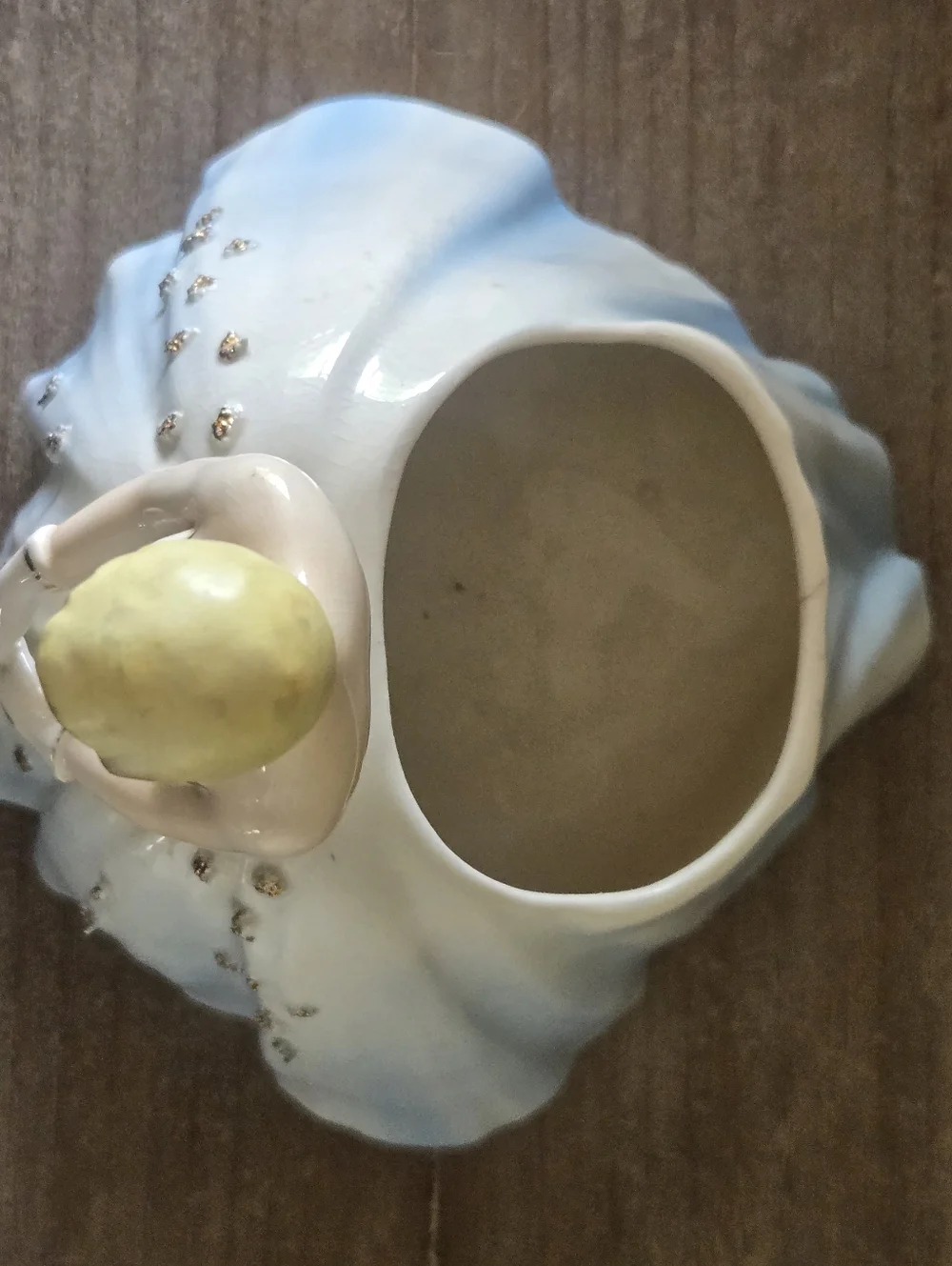 Vtg 50s Porcelain Ceramic Makeup Figurine/Storage, Brush,Jewelry
